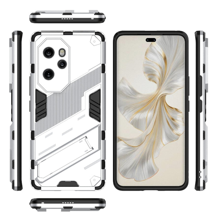 For Honor 100 Pro 5G Punk Armor 2 in 1 PC + TPU Phone Case with Holder(White)