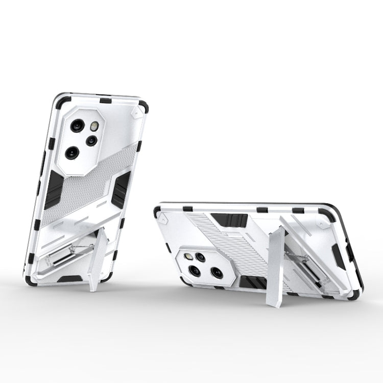 For Honor 100 Pro 5G Punk Armor 2 in 1 PC + TPU Phone Case with Holder(White)