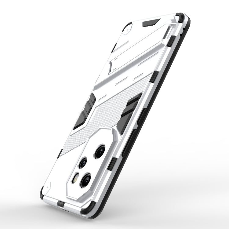 For Honor 100 Pro 5G Punk Armor 2 in 1 PC + TPU Phone Case with Holder(White)