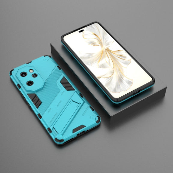 For Honor 100 Pro 5G Punk Armor 2 in 1 PC + TPU Phone Case with Holder(Blue)