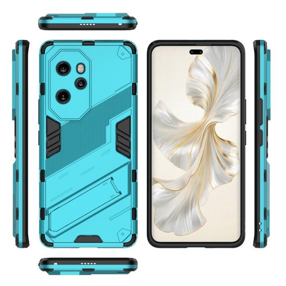 For Honor 100 Pro 5G Punk Armor 2 in 1 PC + TPU Phone Case with Holder(Blue)