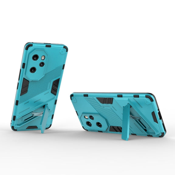 For Honor 100 Pro 5G Punk Armor 2 in 1 PC + TPU Phone Case with Holder(Blue)
