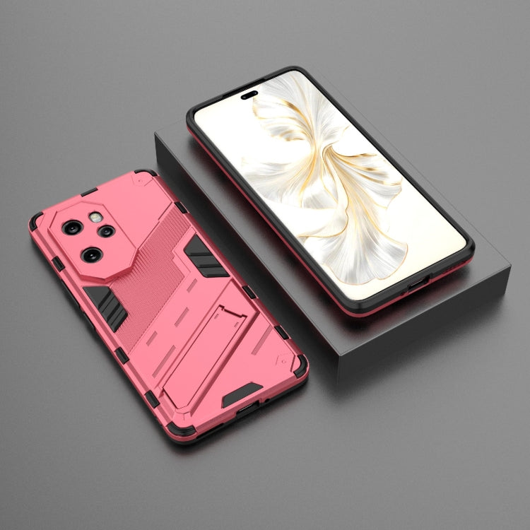 For Honor 100 Pro 5G Punk Armor 2 in 1 PC + TPU Phone Case with Holder(Light Red)