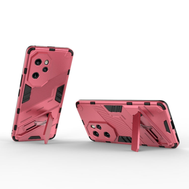 For Honor 100 Pro 5G Punk Armor 2 in 1 PC + TPU Phone Case with Holder(Light Red)