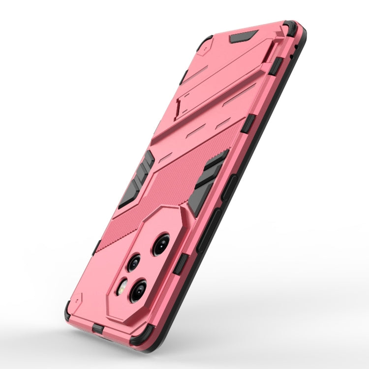 For Honor 100 Pro 5G Punk Armor 2 in 1 PC + TPU Phone Case with Holder(Light Red)