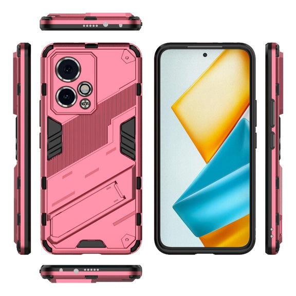 For Honor 90 GT 5G Punk Armor 2 in 1 PC + TPU Phone Case with Holder(Light Red)