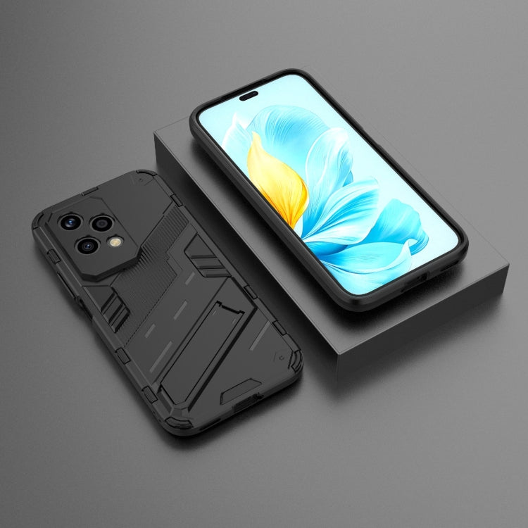 For Honor 200 Lite Global Punk Armor 2 in 1 PC + TPU Phone Case with Holder(Black)