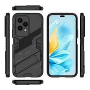 For Honor 200 Lite Global Punk Armor 2 in 1 PC + TPU Phone Case with Holder(Black)