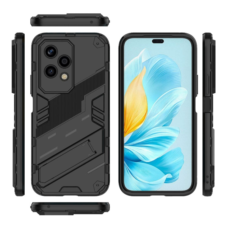For Honor 200 Lite Global Punk Armor 2 in 1 PC + TPU Phone Case with Holder(Black)