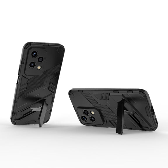 For Honor 200 Lite Global Punk Armor 2 in 1 PC + TPU Phone Case with Holder(Black)