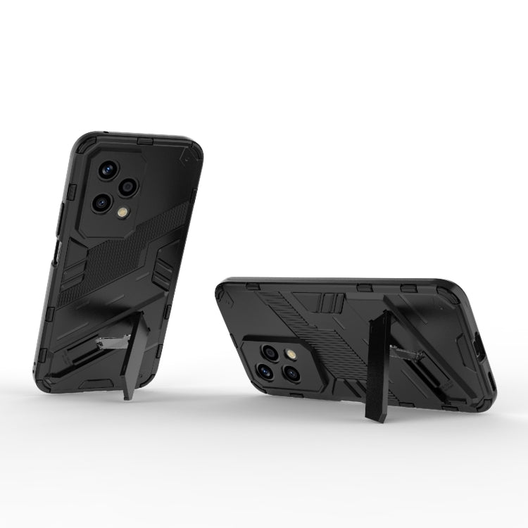 For Honor 200 Lite Global Punk Armor 2 in 1 PC + TPU Phone Case with Holder(Black)