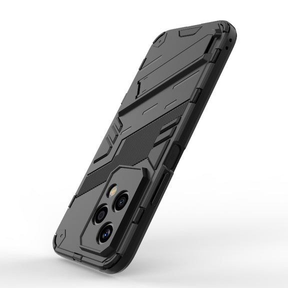 For Honor 200 Lite Global Punk Armor 2 in 1 PC + TPU Phone Case with Holder(Black)