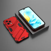 For Honor 200 Lite Global Punk Armor 2 in 1 PC + TPU Phone Case with Holder(Red)