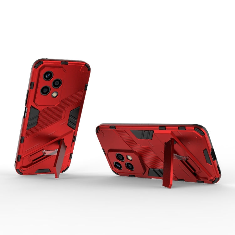 For Honor 200 Lite Global Punk Armor 2 in 1 PC + TPU Phone Case with Holder(Red)