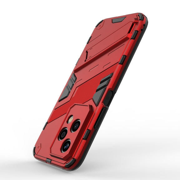 For Honor 200 Lite Global Punk Armor 2 in 1 PC + TPU Phone Case with Holder(Red)
