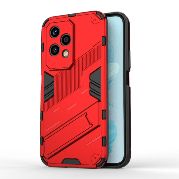 For Honor 200 Lite Global Punk Armor 2 in 1 PC + TPU Phone Case with Holder(Red)