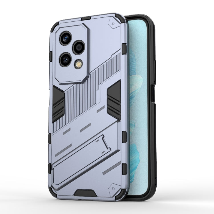 For Honor 200 Lite Global Punk Armor 2 in 1 PC + TPU Phone Case with Holder(Grey)