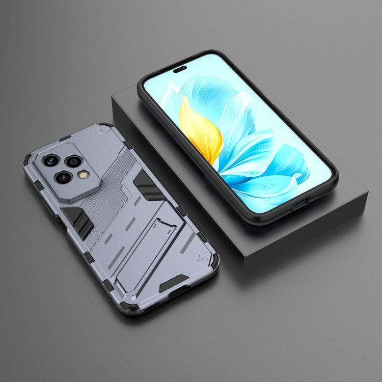 For Honor 200 Lite Global Punk Armor 2 in 1 PC + TPU Phone Case with Holder(Grey)
