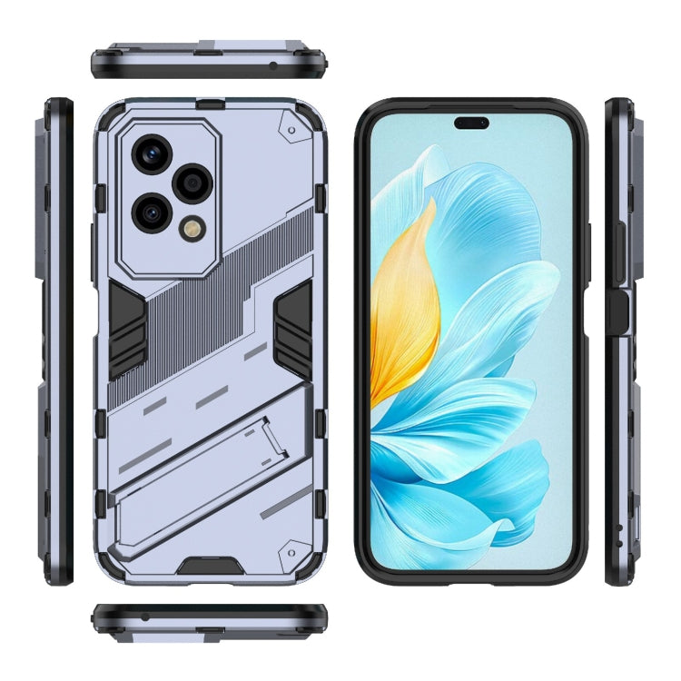 For Honor 200 Lite Global Punk Armor 2 in 1 PC + TPU Phone Case with Holder(Grey)