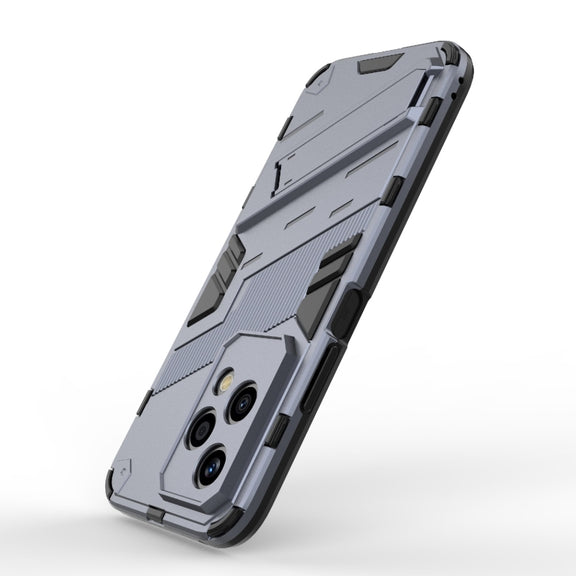 For Honor 200 Lite Global Punk Armor 2 in 1 PC + TPU Phone Case with Holder(Grey)