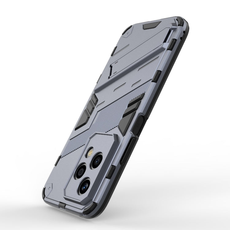 For Honor 200 Lite Global Punk Armor 2 in 1 PC + TPU Phone Case with Holder(Grey)