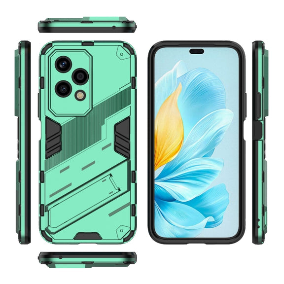 For Honor 200 Lite Global Punk Armor 2 in 1 PC + TPU Phone Case with Holder(Green)
