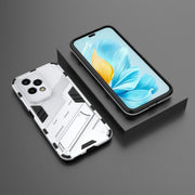 For Honor 200 Lite Global Punk Armor 2 in 1 PC + TPU Phone Case with Holder(White)