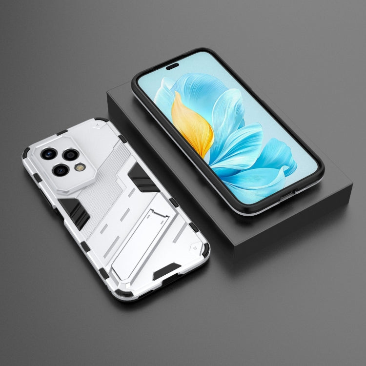 For Honor 200 Lite Global Punk Armor 2 in 1 PC + TPU Phone Case with Holder(White)