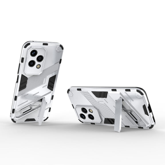 For Honor 200 Lite Global Punk Armor 2 in 1 PC + TPU Phone Case with Holder(White)