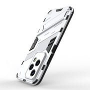 For Honor 200 Lite Global Punk Armor 2 in 1 PC + TPU Phone Case with Holder(White)