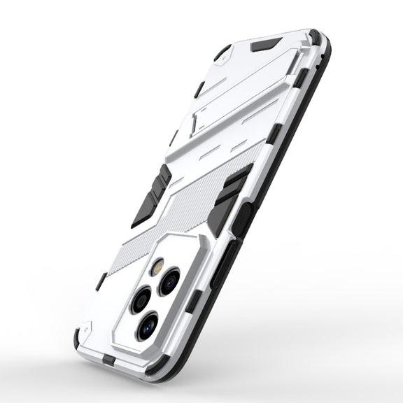 For Honor 200 Lite Global Punk Armor 2 in 1 PC + TPU Phone Case with Holder(White)