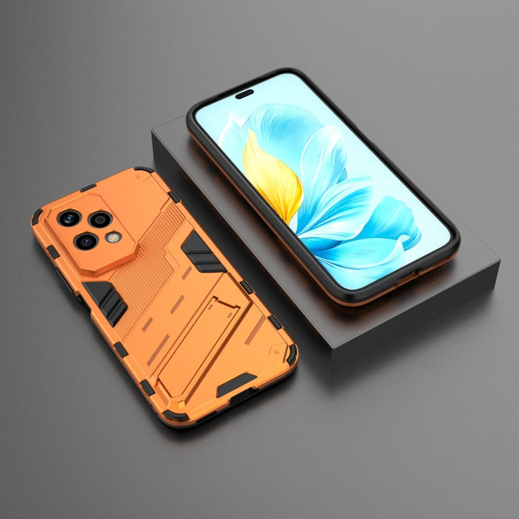 For Honor 200 Lite Global Punk Armor 2 in 1 PC + TPU Phone Case with Holder(Orange)