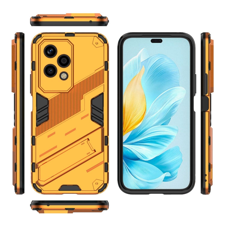 For Honor 200 Lite Global Punk Armor 2 in 1 PC + TPU Phone Case with Holder(Orange)