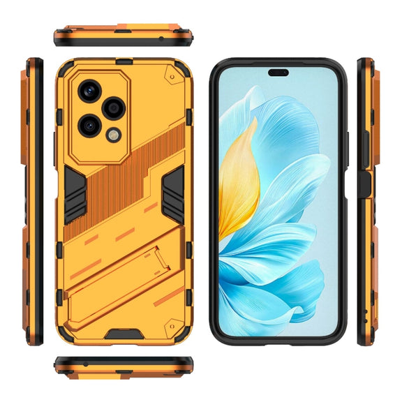 For Honor 200 Lite Global Punk Armor 2 in 1 PC + TPU Phone Case with Holder(Orange)
