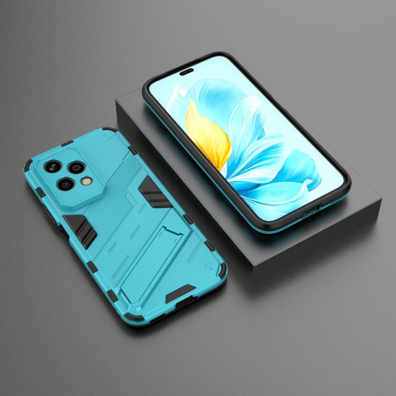 For Honor 200 Lite Global Punk Armor 2 in 1 PC + TPU Phone Case with Holder(Blue)