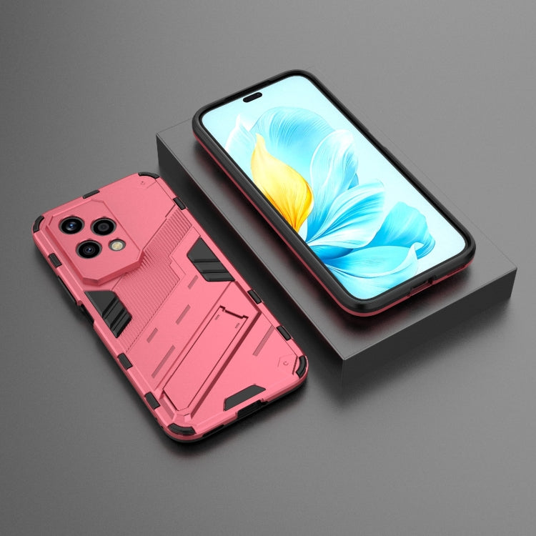 For Honor 200 Lite Global Punk Armor 2 in 1 PC + TPU Phone Case with Holder(Light Red)