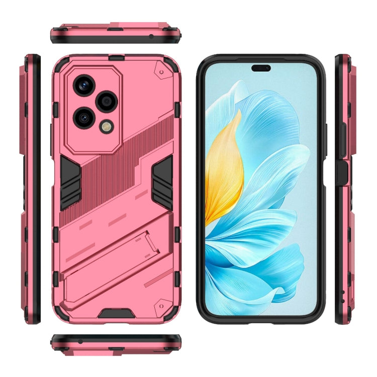 For Honor 200 Lite Global Punk Armor 2 in 1 PC + TPU Phone Case with Holder(Light Red)