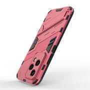For Honor 200 Lite Global Punk Armor 2 in 1 PC + TPU Phone Case with Holder(Light Red)