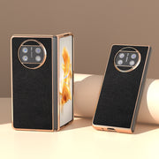 For Huawei Mate X3 Genuine Leather Mino Series Nano Plating Phone Case(Black)