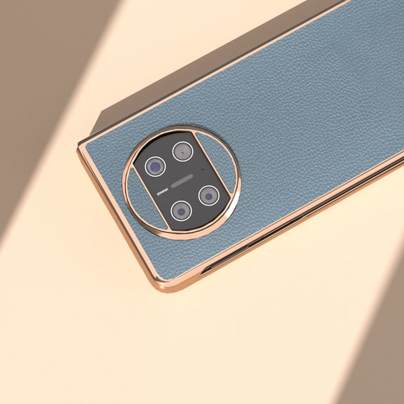 For Huawei Mate X3 Genuine Leather Mino Series Nano Plating Phone Case(Blue)