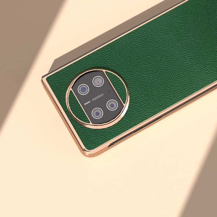 For Huawei Mate X3 Genuine Leather Mino Series Nano Plating Phone Case(Green)