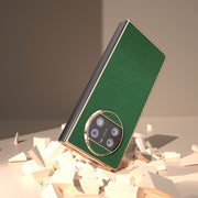 For Huawei Mate X3 Genuine Leather Mino Series Nano Plating Phone Case(Green)