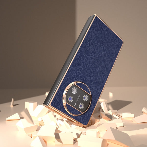 For Huawei Mate X3 Genuine Leather Mino Series Nano Plating Phone Case(Royal Blue)