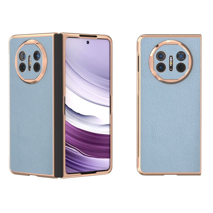 For Huawei Mate X5 Genuine Leather Mino Series Nano Plating Phone Case(Blue)