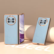 For Huawei Mate X5 Genuine Leather Mino Series Nano Plating Phone Case(Blue)