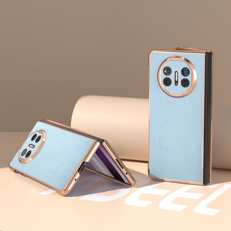 For Huawei Mate X5 Genuine Leather Mino Series Nano Plating Phone Case(Blue)