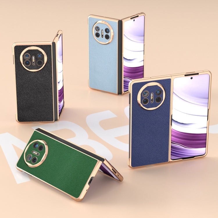 For Huawei Mate X5 Genuine Leather Mino Series Nano Plating Phone Case(Blue)
