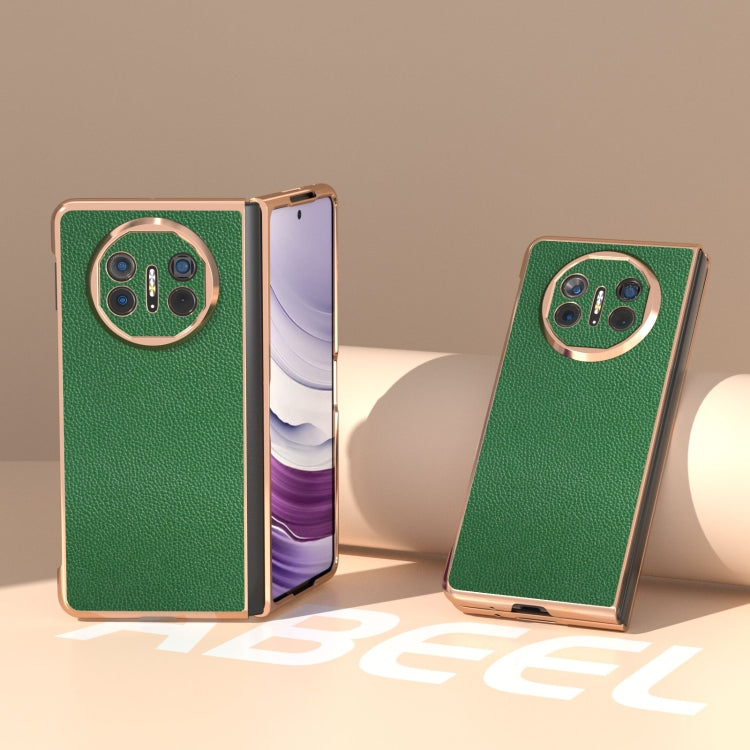 For Huawei Mate X5 Genuine Leather Mino Series Nano Plating Phone Case(Green)