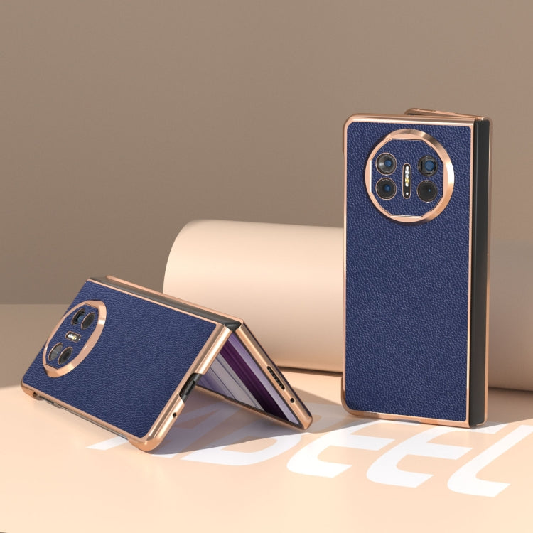 For Huawei Mate X5 Genuine Leather Mino Series Nano Plating Phone Case(Royal Blue)
