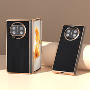 For Huawei Mate X3 Genuine Leather Luxury Series Nano Plating Phone Case(Black)